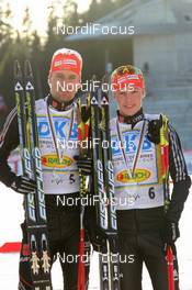 10.03.2012, Oslo, Norway (NOR): l-r: Bjoern Kircheisen (GER), Fischer, Rottefella, Adidas, Leki and Eric Frenzel (GER), Fischer, Salomon, adidas: 5th and 6th in the overall world cup - FIS world cup nordic combined, individual gundersen HS134/10km, Oslo (NOR). www.nordicfocus.com. © Hemmersbach/NordicFocus. Every downloaded picture is fee-liable.