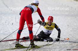 10.03.2012, Oslo, Norway (NOR): (l-r) Mikko Kokslien (NOR), Fischer, Swix, Rottefella and Bryan Fletcher (USA), Madshus, Rottefella  - FIS world cup nordic combined, individual gundersen HS134/10km, Oslo (NOR). www.nordicfocus.com. Â© Laiho/NordicFocus. Every downloaded picture is fee-liable.