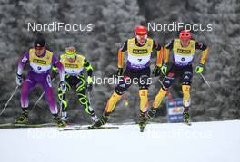 25.11.2012, Lillehammer, Norway (NOR): (l-r) Akito Watabe (JPN), Fischer, Swix, Rottefella, Jason Lamy Chappuis (FRA), Salomon, Swix, One Way, Eric Frenzel (GER), Fischer, Leki, Salomon, Adidas and Johannes Rydzek (GER), Fischer, Swix, Rottefella, Adidas  - FIS world cup nordic combined, penalty HS138/10km, Lillehammer (NOR). www.nordicfocus.com. © Laiho/NordicFocus. Every downloaded picture is fee-liable.