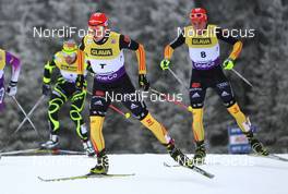 25.11.2012, Lillehammer, Norway (NOR):  Eric Frenzel (GER), Fischer, Leki, Salomon, Adidas followed by Johannes Rydzek (GER), Fischer, Swix, Rottefella, Adidas - FIS world cup nordic combined, penalty HS138/10km, Lillehammer (NOR). www.nordicfocus.com. © Laiho/NordicFocus. Every downloaded picture is fee-liable.