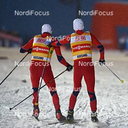 02.12.2012, Kuusamo, Finland (FIN): l-r: Haavard Klemetsen (NOR), Mikko Kokkslien (NOR) - FIS world cup nordic combined, team sprint HS142/2x7.5km, Kuusamo (FIN). www.nordicfocus.com. © Felgenhauer/NordicFocus. Every downloaded picture is fee-liable.