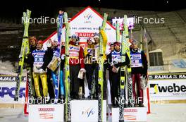03.03.2012, Lahti, Finland (FIN):  (l-r) Germany, Austria and Poland - FIS world cup ski jumping, team HS130, Lahti (FIN). www.nordicfocus.com. Â© Laiho/NordicFocus. Every downloaded picture is fee-liable.