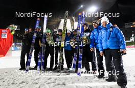 23.11.2012, Lillehammer, Norway (NOR): Italian jumpers, trainers and the service team celebrating the 3rd place  - FIS world cup ski jumping, mixed team HS100, Lillehammer (NOR). www.nordicfocus.com. © Laiho/NordicFocus. Every downloaded picture is fee-liable.