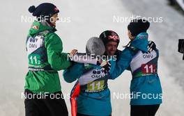 23.11.2012, Lillehammer, Norway (NOR):  (l-r) Tom Hilde (NOR), Fischer, Anette Sagen (NOR), Fischer, Anders Bardal (NOR), Fischer and Maren Lundby (NOR), Fischer - FIS world cup ski jumping, mixed team HS100, Lillehammer (NOR). www.nordicfocus.com. © Laiho/NordicFocus. Every downloaded picture is fee-liable.