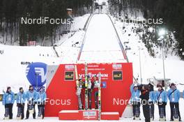 15.12.2012, Engelberg, Switzerland (SUI): podium, l-r: Kamil Stoch (POL), Fischer, Andreas Kofler (AUT), Fischer, Gregor Schlierenzauer (AUT), Fischer  - FIS world cup ski jumping, individual HS137, Engelberg (SUI). www.nordicfocus.com. © Domanski/NordicFocus. Every downloaded picture is fee-liable.