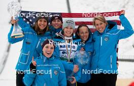 09.03.2012, Oslo, Norway (NOR): overall team world cup winner 2011/2012, team USA (l-r) Jessica Jerome, Abby Hughes, Alissa Johnson, Sarah Hendrickson, Lindsey Van and Nancy Hendrickson  - FIS world cup ski jumping ladies, individual HS106, Lillehammer (NOR). www.nordicfocus.com. Â© Laiho/NordicFocus. Every downloaded picture is fee-liable.