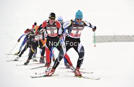 29.01.2012, Tannheimer Tal - Bad Hindelang, Austria (AUT) - Germany (GER): l-r: Andreas Moese (GER), Felix Dieter (SUI), Fischer, Alpina, One Way, KV+, Loeffler - Skitrail Tannheimertal, Bad Hindelang (GER). www.nordicfocus.com. © Felgenhauer/NordicFocus. Every downloaded picture is fee-liable.