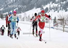 28.01.2012, Tannheimer Tal - Bad Hindelang, Austria (AUT) - Germany (GER): Carmen Schindler (GER), Madshus leads her group - Skitrail Tannheimertal, Bad Hindelang (GER). www.nordicfocus.com. © Felgenhauer/NordicFocus. Every downloaded picture is fee-liable.