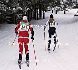 28.01.2012, Tannheimer Tal - Bad Hindelang, Austria (AUT) - Germany (GER): the second and the third women of the 14 km classic Race - Skitrail Tannheimertal, Bad Hindelang (GER). www.nordicfocus.com. © Felgenhauer/NordicFocus. Every downloaded picture is fee-liable.