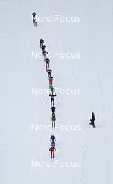 29.01.2012, Val di Fassa / Val di Fiemme , Italy (ITA): helicopter view: athletes on the way to Canazei - FIS Marathon Cup Marcialonga, Val di Fassa / Val di Fiemme (ITA). www.nordicfocus.com. © Hemmersbach/NordicFocus. Every downloaded picture is fee-liable.