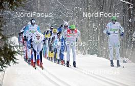 05.02.2012, Oberammergau, Germany (GER): l-r: Lars  Ljung (SWE), Jorgen Aukland (SWE), Jerry  Ahrlin (NOR), Fischer, Alpina, Madshus, Atomic, Swix,  - FIS Marathon Cup Koenig Ludwig Lauf, Oberammergau (GER). www.nordicfocus.com. © Felgenhauer/NordicFocus. Every downloaded picture is fee-liable.