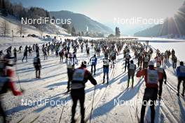 05.02.2012, Oberammergau, Germany (GER): the starters in the morning sun - FIS Marathon Cup Koenig Ludwig Lauf, Oberammergau (GER). www.nordicfocus.com. © Felgenhauer/NordicFocus. Every downloaded picture is fee-liable.