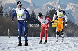 05.02.2012, Oberammergau, Germany (GER): l-r: Henrik  Alm (SWE), Christian  Eberharter (AUT), Tomas  Jakoubek (CZE), Salomon, Swix, Fischer, Skinfit, Ski Trab - FIS Marathon Cup Koenig Ludwig Lauf, Oberammergau (GER). www.nordicfocus.com. © Felgenhauer/NordicFocus. Every downloaded picture is fee-liable.