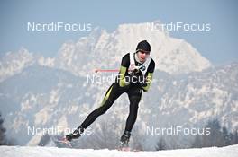 11.-12.02.2012, St. Johann, Austria (AUT): a slower racer in the downhill - Int. Tiroler Koasalauf, St. Johann (AUT). www.nordicfocus.com. © Felgenhauer/NordicFocus. Every downloaded picture is fee-liable.