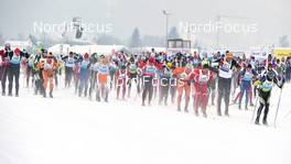 11.-12.02.2012, St. Johann, Austria (AUT): start of the 50k classic race with Martin Sutter (AUT), Fischer, Skinfit, Thomas Steurer (AUT), Salomon and Daniel Slechta (CZE), Fischer - Int. Tiroler Koasalauf, St. Johann (AUT). www.nordicfocus.com. © Felgenhauer/NordicFocus. Every downloaded picture is fee-liable.