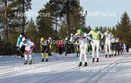 04.03.2012, Mora, Sweden (SWE): group, l-r: Daniel Tynell (SWE), Salomon, One Way, Joergen Brink (SWE), Madshus, Rottefella, Ski Go, Team United Bakeries, Kjetil Hagvedt Dammen (NOR), Team Xtra, Fischer, Rottefella, KV+, Jerry Ahrlin (SWE), Team Xtra, Madshus, Swix, Rottefella, Craft  - FIS Marathon Cup Vasaloppet, Mora (SWE). www.nordicfocus.com. © Hemmersbach/NordicFocus. Every downloaded picture is fee-liable.