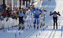 04.03.2012, Mora, Sweden (SWE): final sprint, l-r: Joergen Brink (SWE), Madshus, Rottefella, Team United Bakeries, Daniel Rickardsson (SWE), Fischer, Rottefella, One Way, Stanislav Rezac (CZE), Madshus, Swix, Rottefella  - FIS Marathon Cup Vasaloppet, Mora (SWE). www.nordicfocus.com. © Hemmersbach/NordicFocus. Every downloaded picture is fee-liable.