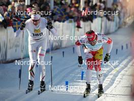 04.03.2012, Mora, Sweden (SWE): final sprint between Johan Westerlund (SWE) and Brian McKeever (CAN), Fischer, One Way, Rottefella - FIS Marathon Cup Vasaloppet, Mora (SWE). www.nordicfocus.com. © Hemmersbach/NordicFocus. Every downloaded picture is fee-liable.
