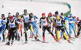 16.12.2012, Livigno, Italy (ITA): the leading group with Christian Zorzi (ITA), Salomon, Fischer, Swix, Thomas Freimuth (GER), Skinfit, Fischer, Alpina, KV+, Alpina, Petter Northug (NOR), Swix, Alpina, Fischer,  - FIS Marathon Cup La Sgambeda, Livigno (ITA). www.nordicfocus.com. © Felgenhauer/NordicFocus. Every downloaded picture is fee-liable.