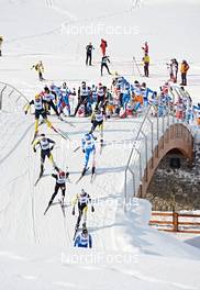 16.12.2012, Livigno, Italy (ITA): the leading group over the bridge - FIS Marathon Cup La Sgambeda, Livigno (ITA). www.nordicfocus.com. © Felgenhauer/NordicFocus. Every downloaded picture is fee-liable.