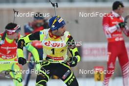 13.01.2013, Ruhpolding, Germany (GER): Martin Fourcade (FRA), Rossignol, Rottefella, OneWay, Toko - IBU world cup biathlon, mass men, Ruhpolding (GER). www.nordicfocus.com. © Manzoni/NordicFocus. Every downloaded picture is fee-liable.