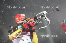 10.01.2013, Ruhpolding, Germany (GER): Arnd Peiffer (GER), Fischer, Salomon, OneWay, adidas - IBU world cup biathlon, relay men, Ruhpolding (GER). www.nordicfocus.com. © Manzoni/NordicFocus. Every downloaded picture is fee-liable.