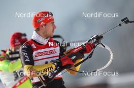 18.01.2013, Antholz, Italy (ITA): Arnd Peiffer (GER), Fischer, Salomon, OneWay, adidas - IBU world cup biathlon, sprint men, Antholz (ITA). www.nordicfocus.com. © Manzoni/NordicFocus. Every downloaded picture is fee-liable.