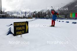 16.01.2013, Antholz, Italy (ITA): Event Feature: Athlete enters the penalty loop - IBU world cup biathlon, training, Antholz (ITA). www.nordicfocus.com. © Manzoni/NordicFocus. Every downloaded picture is fee-liable.