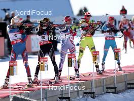 03.03.2013, Oslo, Norway (NOR): Kaisa Maekaeraeinen (FIN), Fischer, Rottefella, Leki, Odlo, Selina Gasparin (SUI), Rossignol, Rottefella, Alpina, Swix, ODLO, CASCO - IBU world cup biathlon Holmenkollen, mass women, Oslo (NOR). www.nordicfocus.com. © Manzoni/NordicFocus. Every downloaded picture is fee-liable.