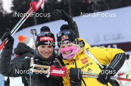14.03.2013, Khanty-Mansiysk, Russia (RUS): Andrea Henkel (GER), Fischer, Rottefella, Swix, adidas, Toko, Miriam Goessner (GER), Fischer, Salomon, Swix, adidas - IBU world cup biathlon, sprint women, Khanty-Mansiysk (RUS). www.nordicfocus.com. © Manzoni/NordicFocus. Every downloaded picture is fee-liable.