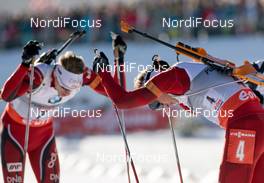 08.12.2013, Hochfilzen, Austria (AUT): Emil Hegle Svendsen (NOR), Tarjei Boe (NOR), (l-r) - IBU world cup biathlon, pursuit men, Hochfilzen (AUT). www.nordicfocus.com. © Wukits/NordicFocus. Every downloaded picture is fee-liable.