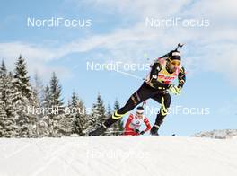 08.12.2013, Hochfilzen, Austria (AUT): Martin Fourcade (FRA) - IBU world cup biathlon, pursuit men, Hochfilzen (AUT). www.nordicfocus.com. © Wukits/NordicFocus. Every downloaded picture is fee-liable.