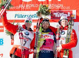08.12.2013, Hochfilzen, Austria (AUT): Emil Hegle Svendsen (NOR), Martin Fourcade (FRA), Tarjei Boe (NOR), (l-r) - IBU world cup biathlon, pursuit men, Hochfilzen (AUT). www.nordicfocus.com. © Wukits/NordicFocus. Every downloaded picture is fee-liable.