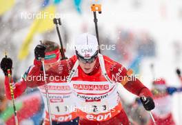 07.12.2013, Hochfilzen, Austria (AUT): Anton Shipulin (RUS), Tarjei Boe (NOR), (l-r) - IBU world cup biathlon, relay men, Hochfilzen (AUT). www.nordicfocus.com. © Wukits/NordicFocus. Every downloaded picture is fee-liable.