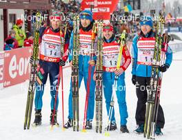 07.12.2013, Hochfilzen, Austria (AUT): Dmitry Malyshko (RUS), Anton Shipulin (RUS), Evgeny Ustyugov (RUS), Alexey Volkov (RUS), (l-r) - IBU world cup biathlon, relay men, Hochfilzen (AUT). www.nordicfocus.com. © Wukits/NordicFocus. Every downloaded picture is fee-liable.