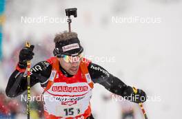 07.12.2013, Hochfilzen, Austria (AUT): Claudio Boeckli (SUI) - IBU world cup biathlon, relay men, Hochfilzen (AUT). www.nordicfocus.com. © Wukits/NordicFocus. Every downloaded picture is fee-liable.