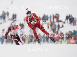 07.12.2013, Hochfilzen, Austria (AUT): Ernst Wukits, Daniel Mesotitsch (AUT), Ole Einar Bjoerndalen (NOR), (l-r) - IBU world cup biathlon, relay men, Hochfilzen (AUT). www.nordicfocus.com. © Wukits/NordicFocus. Every downloaded picture is fee-liable.