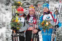 06.12.2013, Hochfilzen, Austria (AUT): Veronika Vitkova (CZE), Selina Gasparin (SUI), Irina Starykh (RUS), (l-r) - IBU world cup biathlon, sprint women, Hochfilzen (AUT). www.nordicfocus.com. © Wukits/NordicFocus. Every downloaded picture is fee-liable.