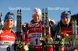 15.12.2013, Annecy-Le Grand Bornand, France (FRA): Eric Lesser (GER), Johannes Thingnes Boe (NOR), Anton Shipulin (RUS), - IBU world cup biathlon, pursuit men, Annecy-Le Grand Bornand (FRA). www.nordicfocus.com. © Manzoni/NordicFocus. Every downloaded picture is fee-liable.