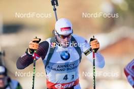 13.12.2013, Annecy-Le Grand Bornand, France (FRA): Dominik Landertinger (AUT) - IBU world cup biathlon, relay men, Annecy-Le Grand Bornand (FRA). www.nordicfocus.com. © Manzoni/NordicFocus. Every downloaded picture is fee-liable.
