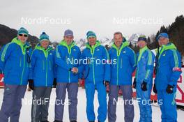 14.12.2013, Annecy-Le Grand Bornand, France (FRA): Tore Boygard (NOR), IBU IR, Gerhard Koehler (GER), IBU IR Material Controll, Franz Berger (AUT) IBU race director, Norbert Baier (GER) IBU TD, Borut Nunar (SLO) IBU assistent race director, +msa+, Bernard Voyer (CAN), IBU IR - IBU world cup biathlon, sprint women, Annecy-Le Grand Bornand (FRA). www.nordicfocus.com. © Manzoni/NordicFocus. Every downloaded picture is fee-liable.