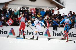 01.01.2013, Val Muestair, Switzerland (SUI): Therese Johaug (NOR) ahead of Charlotte Kalla (SWE) and Natalia Korosteleva (RUS) - FIS world cup cross-country, tour de ski, individual sprint, Val Muestair (SUI). www.nordicfocus.com. © Felgenhauer/NordicFocus. Every downloaded picture is fee-liable.