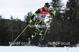 04.01.2013, Cortina-Toblach, Italy (ITA): Robin Duvillard (FRA) - FIS world cup cross-country, tour de ski, 5km men, Cortina-Toblach (ITA). www.nordicfocus.com. © Felgenhauer/NordicFocus. Every downloaded picture is fee-liable.