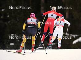 03.01.2013, Cortina-Toblach, Italy (ITA): l-r: Denise Herrmann (GER), Kristin Stoermer Steira (NOR), Charlotte Kalla (SWE) - FIS world cup cross-country, tour de ski, pursuit women, Cortina-Toblach (ITA). www.nordicfocus.com. © Felgenhauer/NordicFocus. Every downloaded picture is fee-liable.