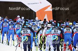 05.01.2013, Val di Fiemme, Italy (ITA): a lot of athletes in the first uphill - FIS world cup cross-country, tour de ski, mass men, Val di Fiemme (ITA). www.nordicfocus.com. © Felgenhauer/NordicFocus. Every downloaded picture is fee-liable.