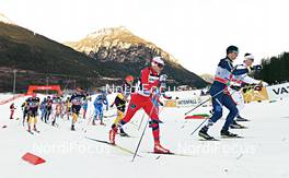 05.01.2013, Val di Fiemme, Italy (ITA): l-r: Hannes Dotzler (GER), Jens Filbrich (GER), Tobias Angerer (GER), Finn Haagen Krogh (NOR), Alexey Poltoranin (KAZ), Calle Halfvarsson (SWE) - FIS world cup cross-country, tour de ski, mass men, Val di Fiemme (ITA). www.nordicfocus.com. © Felgenhauer/NordicFocus. Every downloaded picture is fee-liable.