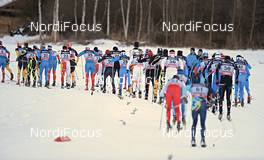 05.01.2013, Val di Fiemme, Italy (ITA): the big group of athletes - FIS world cup cross-country, tour de ski, mass men, Val di Fiemme (ITA). www.nordicfocus.com. © Felgenhauer/NordicFocus. Every downloaded picture is fee-liable.