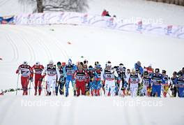 05.01.2013, Val di Fiemme, Italy (ITA): men in the uphill, with Finn Haagen Krogh (NOR), Petter Northug (NOR), Daniel Richardsson (SWE), Tord Asle Gjerdalen (NOR), Calle Halfvarsson (SWE), Johan Olsson (SWE), Ivan Babikov (CAN), Lukas Bauer (CZE) - FIS world cup cross-country, tour de ski, mass men, Val di Fiemme (ITA). www.nordicfocus.com. © Felgenhauer/NordicFocus. Every downloaded picture is fee-liable.