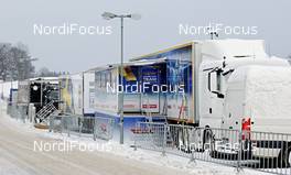 12.01.2013, Liberec, Czech Republic (CZE): trucks at the waxing area - FIS world cup cross-country, individual sprint, Liberec (CZE). www.nordicfocus.com. © Felgenhauer/NordicFocus. Every downloaded picture is fee-liable.