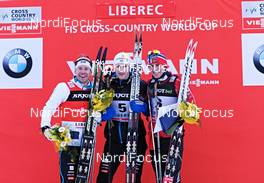 12.01.2013, Liberec, Czech Republic (CZE): l-r: Emil Joensson (SWE), Teodor Peterson (SWE), Paal Golberg (NOR) - FIS world cup cross-country, individual sprint, Liberec (CZE). www.nordicfocus.com. © Felgenhauer/NordicFocus. Every downloaded picture is fee-liable.